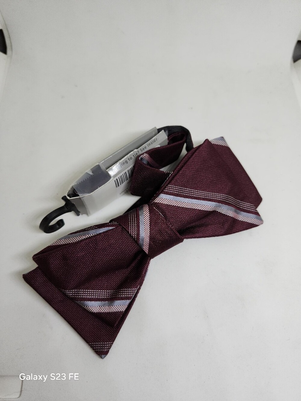 New Men's Burgundy Striped Bow Tie - Classic Formal Accessory